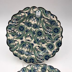 Nakkas Cini Turkish Ceramic Hand Painted Large Plates Set of 2